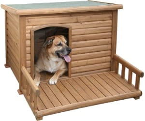 Caseta de madera con porche para perros medianos - Kerbl