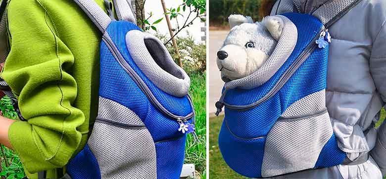 Mochila para llevar a perros y a gatos con apertura para la cabeza - PETCUTE