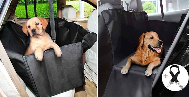 Híbrido entre funda tipo hamaca y asiento para llevar perros en el coche - GHB