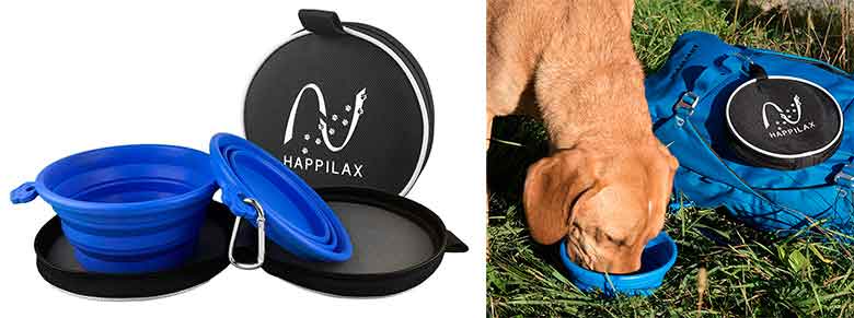 Comedero y bebedero portátil y plegable para perros y gatos - Happilax