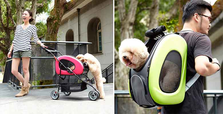 Híbrido entre carrito, transportín y mochila con ruedas para perros y gatos - Ibiyaya