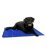 Navaris Alfombra de enfriamiento para Mascotas - Manta refrescante 81 x 96 CM para Perro Gato - Alfombrilla de refrigeración Lavable Plegable - Azul