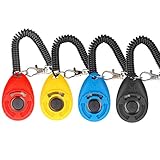 Clicker Perros,[4 Piezas] Diyife Clicker perro Adiestramiento,Dog Clicker Training,Multicolor con Correa para la Muñeca para Perro Gato Caballo