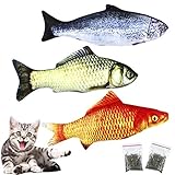 NATUCE 3Pcs 30CM Juguete Hierba Gatera, Juguete para Gato y 2 Catnip, Catnip Juguetes, Juguetes Simulación Peluches Pescado, Juguetes para Mascotas, Pescados del Juguete,Interactiva Mascota